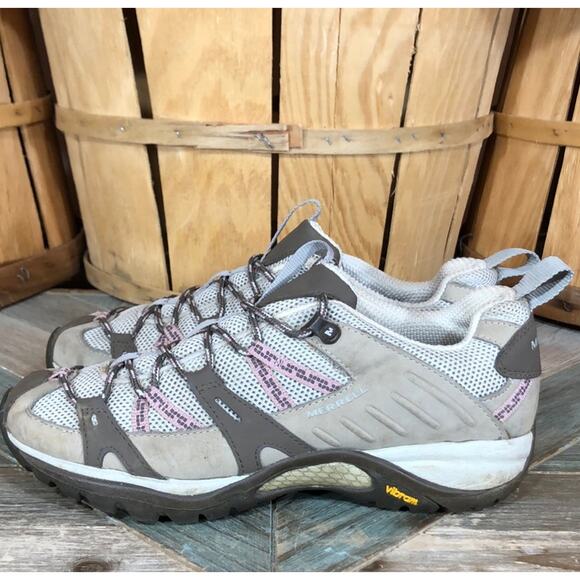 Merrell Siren Sport Tan Pink Leather Mesh Vibram Trail Hiking Shoes Womens 8.5 - Picture 2 of 10